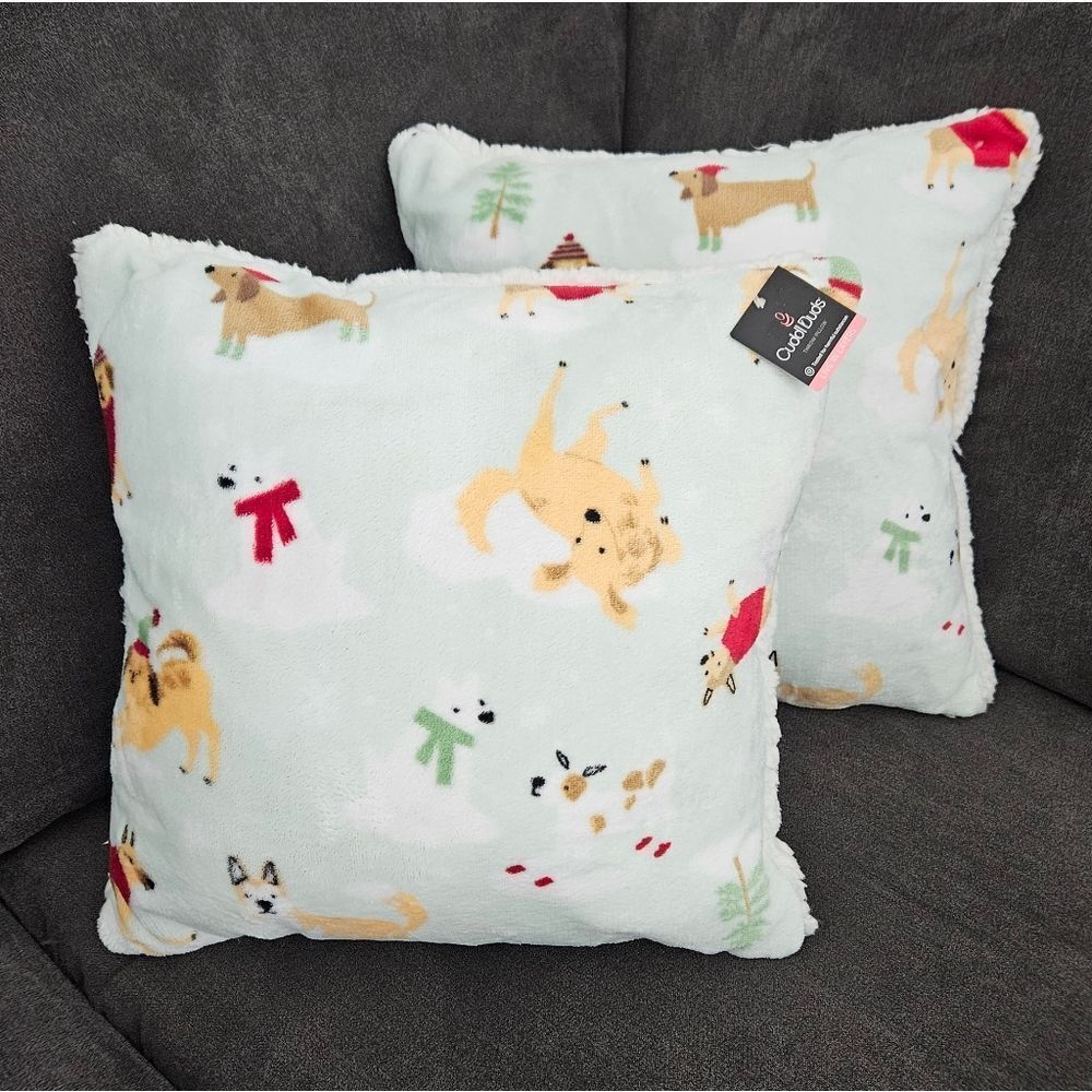 Cuddl Duds Winter Dog Print Throw Pillows Set Of 2